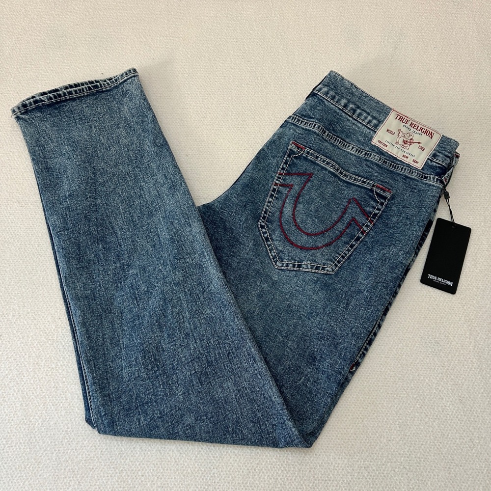 True Religion Ricky Big T NF Straight Jeans Medium Aventurine Blue 38